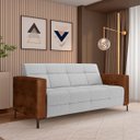 Ver imagem 2 de Sofá Living Decorativo Houston 2 Lugares 200cm Pés em Metal Linho/pu Cinza/ Marrom G33 - Gran Belo