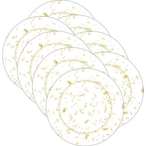 Kit Sousplat Natal Dourado Gliter Nsw 8 Peças com Base