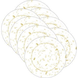 Kit Sousplat Natal Dourado Gliter NSW 8 Peças com base