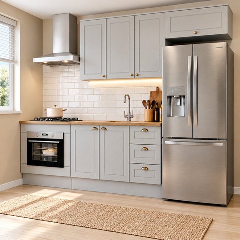 Cozinha Modulada Compacta 4 Peças 100% MDF com Balcão para Forno de Embutir Emily
