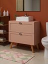 Ver imagem 1 de Gabinete para Banheiro com Tampo e Cuba 80cm Retro MDF Rosa Milano - On Móveis
