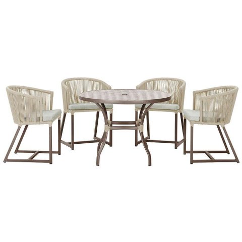 Mesa com 4 Cadeiras e Noronha Estofado 3 Trama Original Rami