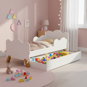 Cama Infantil Menino Menina com Auxiliar Multiuso - Muito Segura com Proteção Lateral