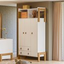 Ver imagem 2 de Guarda-roupa Qmovi com Nicho Fantasia 3 Portas 2 Gavetas Branco Acetinado