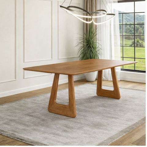 Mesa Panamera 8 Lugares de Madeira Eucalipto Nobre com Tampo Laminado Cinamomo-Champagne