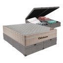 Ver imagem 1 de Cama + Box Airtech Colchão Ortobom Queen com Baú Bege Springpocket Cinza