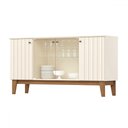 Ver imagem 2 de Balcão Buffet Bali 4 Portas Ripado com Vidro Off White/nature - Henn