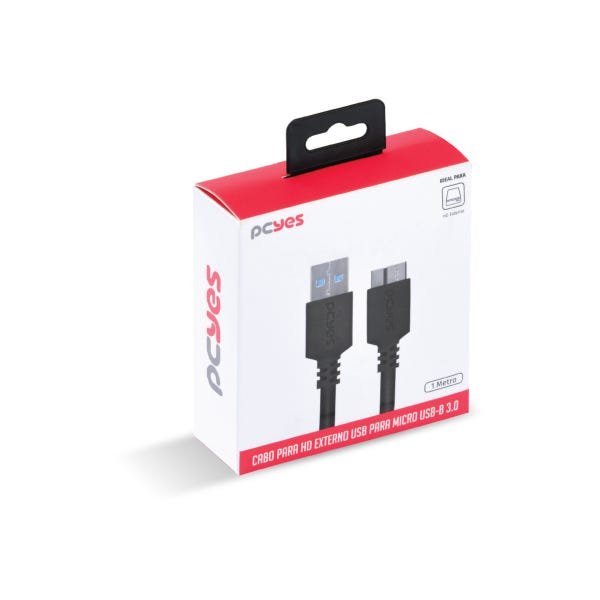 CABO PARA HD EXTERNO USB A 3.0 MACHO PARA MICRO USB B 3.0 (10 PINOS) MACHO 28AWG PURO COBRE 1 METRO  - 7