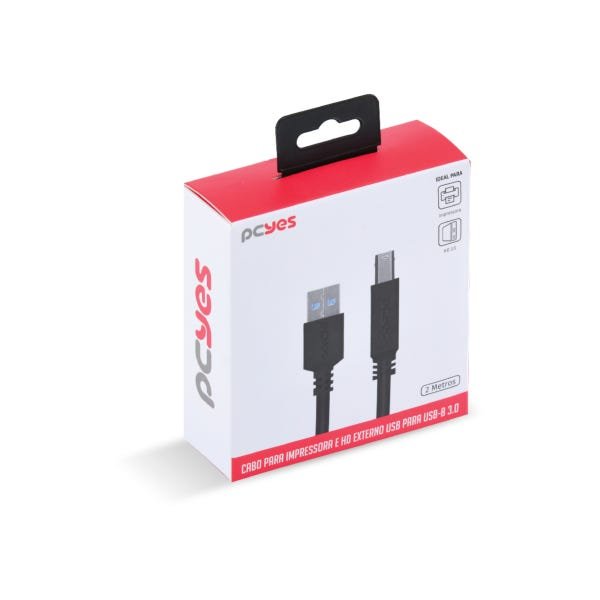 CABO PARA IMPRESSORA E HD EXTERNO USB A 3.0 MACHO PARA USB B 3.0 MACHO 28AWG PURO COBRE 2 METROS - P - 7