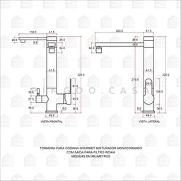 Torneira para Cozinha Gourmet Misturador Monocomando com Saída para Filtro Indaiá Pingoo.casa - - 7