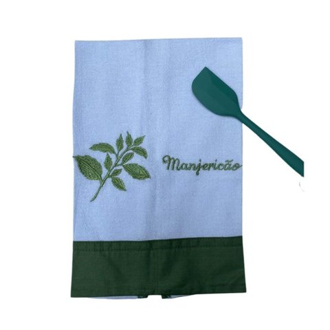 Pano de Prato Bordado para Cozinha com Espatula Pequena Oikos