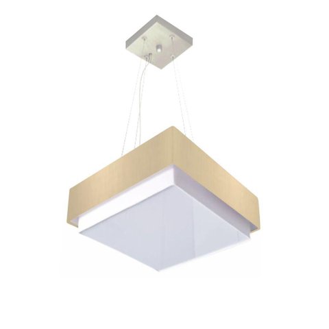 Lustre para Sala de Jantar Vivare Md-4402 Cúpula em Tecido 40x40cm Cor Algodão-crú Bivolt