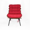Poltrona Decorativa Costela com Puff Costela Suede Vermelho - 4
