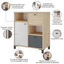 Ver imagem 4 de Balcão para Escritório Home Office Multiuso Asgard A02 Carvalho Branco Grafito - Lyam Decor