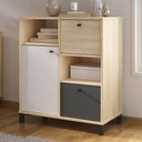 Ver imagem 2 de Balcão para Escritório Home Office Multiuso Asgard A02 Carvalho Branco Grafito - Lyam Decor