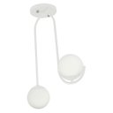 Ver imagem 2 de Luminária Lustre Aro Jabuticaba 2 Globos de Vidro Branco