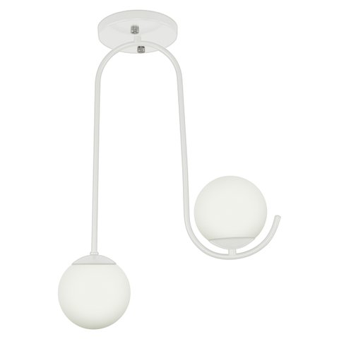 Luminária Lustre Aro Jabuticaba 2 Globos de Vidro Branco