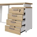 Ver imagem 7 de Mesa L 150cm Pé Metal Gaveteiro 4 Gavetas e Chave F5 Office Cor:macadâmia com Branco