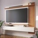 Ver imagem 4 de Painel Home Suspenso Juriti 1.8 para Sala de Tv até 70 Polegadas Off White Matte Freijó Colibri