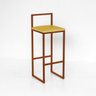 Banqueta Alta Lumena Quadrada Industrial Base Bronze Suede Amarelo - 1