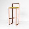 Banqueta Alta Lumena Quadrada Industrial Base Bronze Suede Amarelo - 5