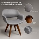 Ver imagem 3 de Cadeira Poltrona Eduarda Giratória em Linho Cinza Base Madeira Maciça Kit 2 Unidades