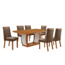 Ver imagem 1 de Mesa de Jantar Milena Yasmin 180 cm Tampo MDF Canto Copo Laminado com 6 Cadeiras Moderna Mobília