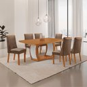 Ver imagem 2 de Mesa de Jantar Milena Yasmin 180 cm Tampo MDF Canto Copo Laminado com 6 Cadeiras Moderna Mobília