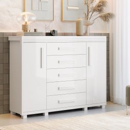 Comoda Branca Grande com Sapateira Havana em Mdf Camas Fenix - 2