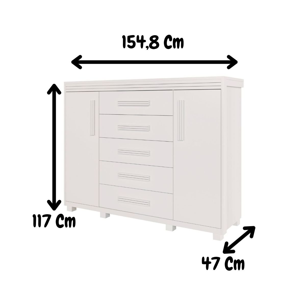 Comoda Branca Grande com Sapateira Havana em Mdf Camas Fenix - 3