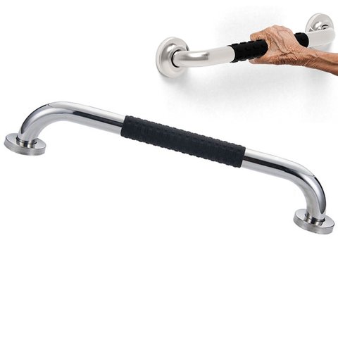 Barra de Apoio Inox 40cm Suporte Antiderrapante Banheiro Box Casa Escada Criança Idoso Gestante Aces