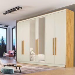 Guarda Roupa Oslo 6 Portas 6 Gavetas com Espelho Mdf - Mademarcs - 1