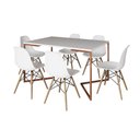 Ver imagem 6 de Mesa Jantar Industrial Retangular Branca 137X90Cm Base V Cobre Com 6 Cadeiras Brancas M Cor: Branco