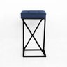 Banqueta Alta Tokyo Quadrado Base de Ferro Preto Suede Azul Marinho - 5