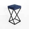 Banqueta Alta Tokyo Quadrado Base de Ferro Preto Suede Azul Marinho - 1