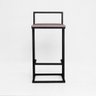Banqueta Alta Tower Quadrada Industrial Base Preto Suede Crepe - 5