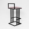 Banqueta Alta Tower Quadrada Industrial Base Preto Suede Crepe - 3