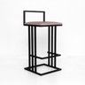 Banqueta Alta Tower Quadrada Industrial Base Preto Suede Crepe - 1