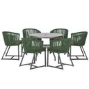 Ver imagem 1 de Mesa com 6 Cadeiras de Jantar Roma 120cm e Noronha em Alumínio Preto Corda Náutica Estofado 13 Trama