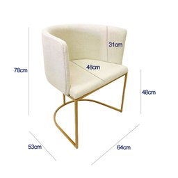 Cadeira Poltrona Decorativa Luxo Zoe Tecido Bouclé Base de Metal Dourado Fosco Kit 2 Peças Poltronas - 5