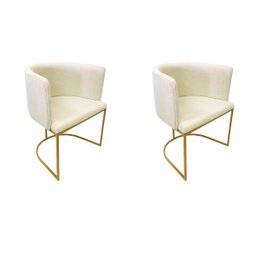 Cadeira Poltrona Decorativa Luxo Zoe Tecido Bouclé Base de Metal Dourado Fosco Kit 2 Peças Poltronas - 1