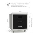 Ver imagem 3 de Gaveteiro de Aço 3 Gavetas com Rodízios com Chave Preto para Escritório Cinza