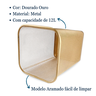 Lixeira Cesto Lixo Escritório Quarto Retangular Dourado Ouro 12l - 5