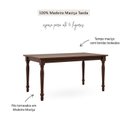 Ver imagem 4 de Mesa de Jantar Retangular 160cm para 6 Lugares 100% Madeira Maciça Rubi Marrom/Café