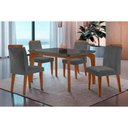 Ver imagem 1 de Conjunto: Mesa de Cozinha Londrina C/ Tampo Madeirado C/ Vidro Canto Curvo 120x80cm e 4 Cadeiras