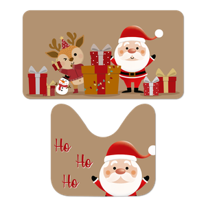 Jogo de Tapete para Banheiro Natalino Noel e Ajudantes Capa de Almofada