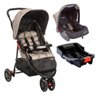 Kit Carrinho Bebê 3 Rodas Reclinável Até 15kg Delta Trio PRO Bege Grid + Bebê Conforto + Base - 1