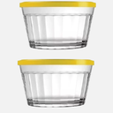 Ver imagem 2 de Tigela Americano 600 ml em Vidro Transparente com Tampa Colorida - Kit com 2 Unidades
