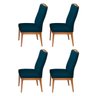 Kit 4 Cadeiras Decorativa Lara Veludo Azul Marinho - 1