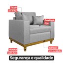 Ver imagem 5 de Kit 2 Poltrona Sofa Benny Linho Cinza com Almofada Base de Madeira Castanho - Arkell